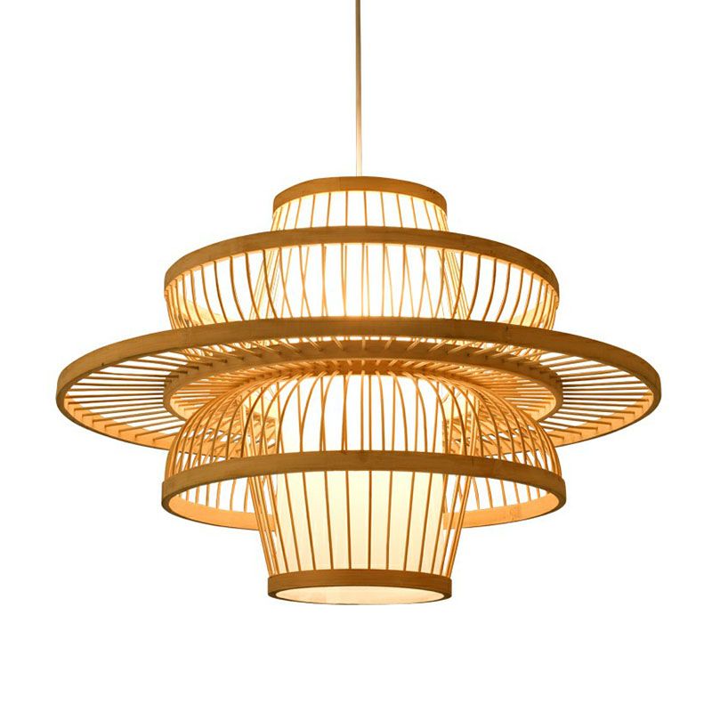 Handmade Restaurant Ceiling Light Bamboo Single Modern Style Hanging Pendant Light in Wood