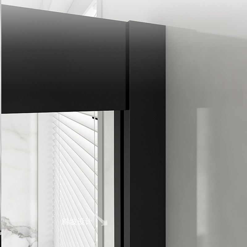 Satin Black Frame Shower Bath Door Transparent Tempered Shower Door