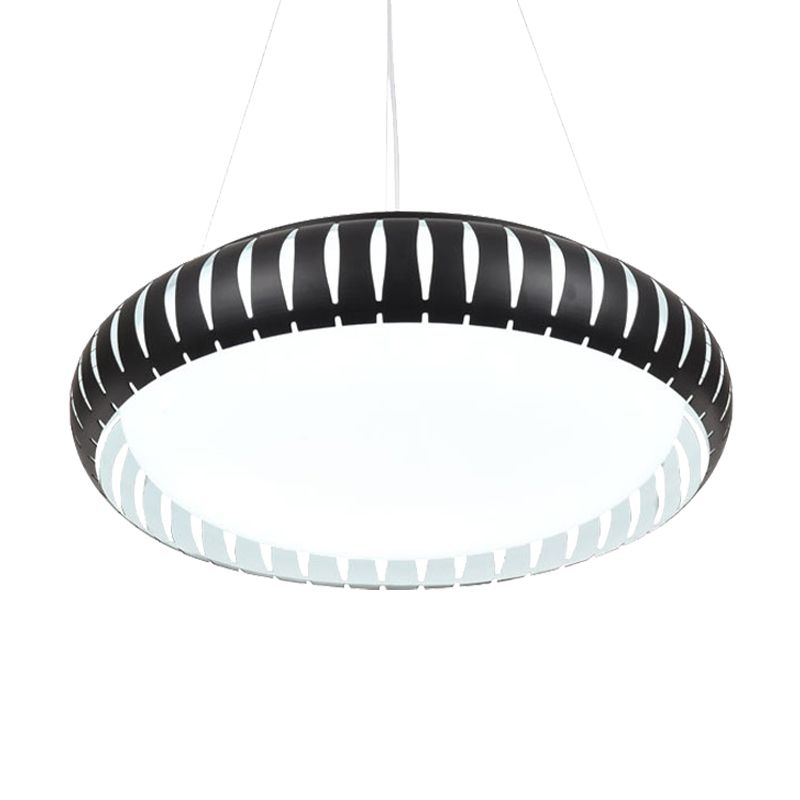 Modern Round Ceiling Pendant Light Metal LED Gold/Black/White Hanging Lamp in Warm/White/Natural Light, 18"/22" Wide