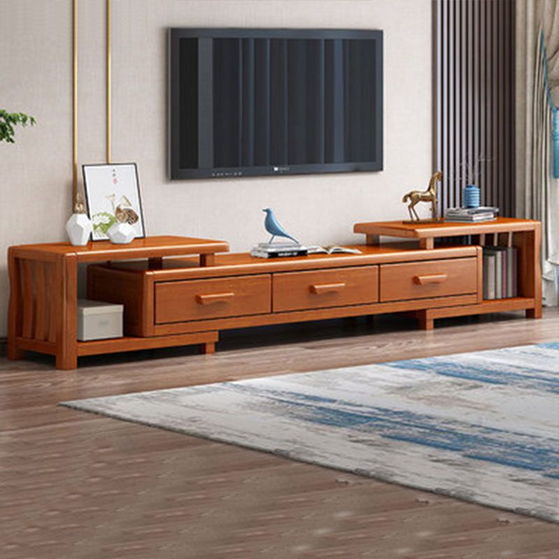 Solid Wood TV Stand Modern Adjustable TV Stand Console with Drawers