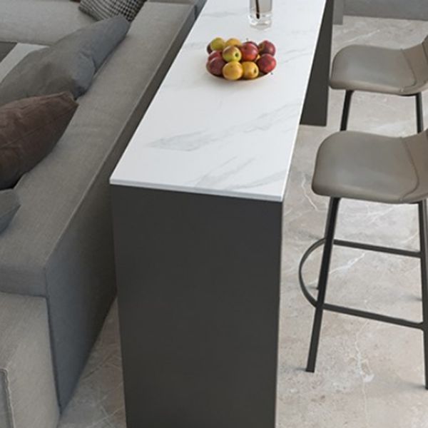 Contemporary Sintered Stone Top Counter Table with Metal Base