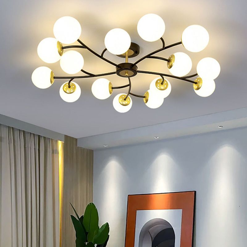 Nordic Style Ceiling Light Ball Shape Glass Shade Ceiling Lamp for Living Room