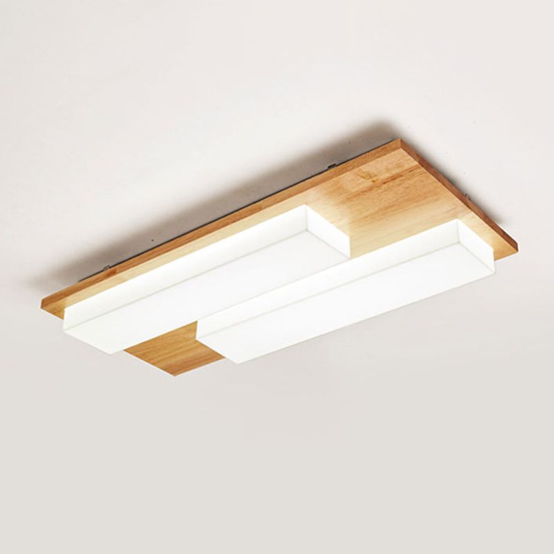 Modern Style Square Shape Flush Mount Wood Ceiling Light for Bedroom