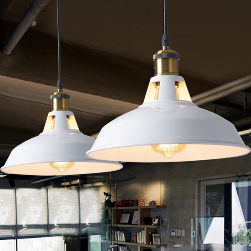 Metallic Pot Lid Suspension Lighting Retro Style 1 Head Restaurant Pendant Ceiling Light