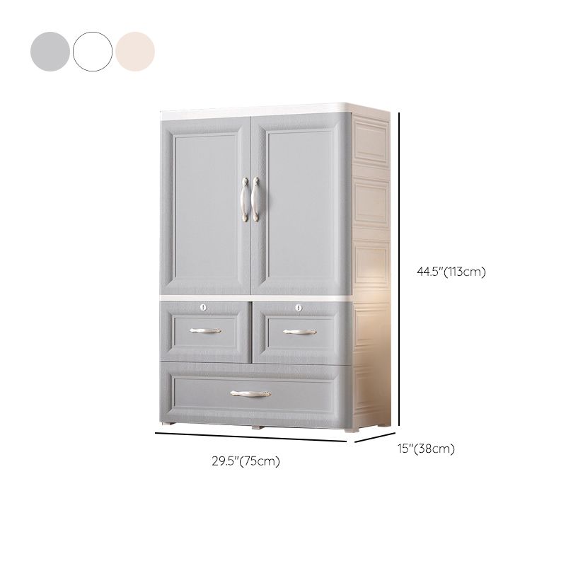 Plastic Kids Closet Cloth Rod Included Armoire Cabinet for Bedroom