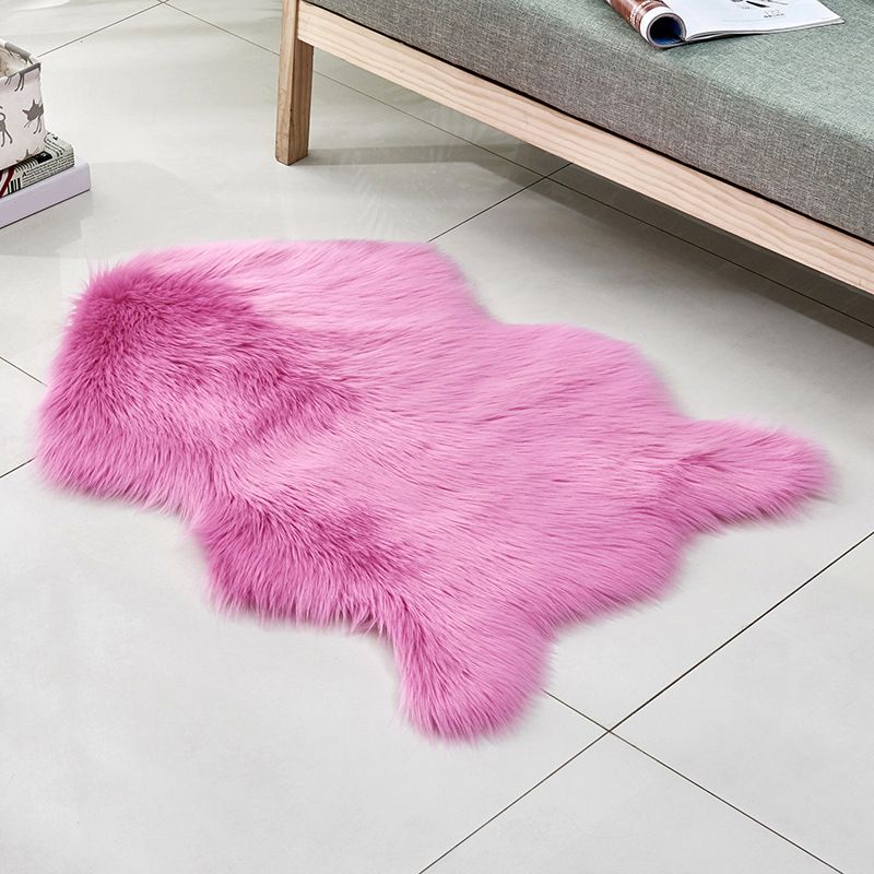 Multicolor Solid Foot Rug Artificial Wool Comfort Rug Pet Friendly Anti-Slip Backing Stain Resistant Carpet for Bedroom