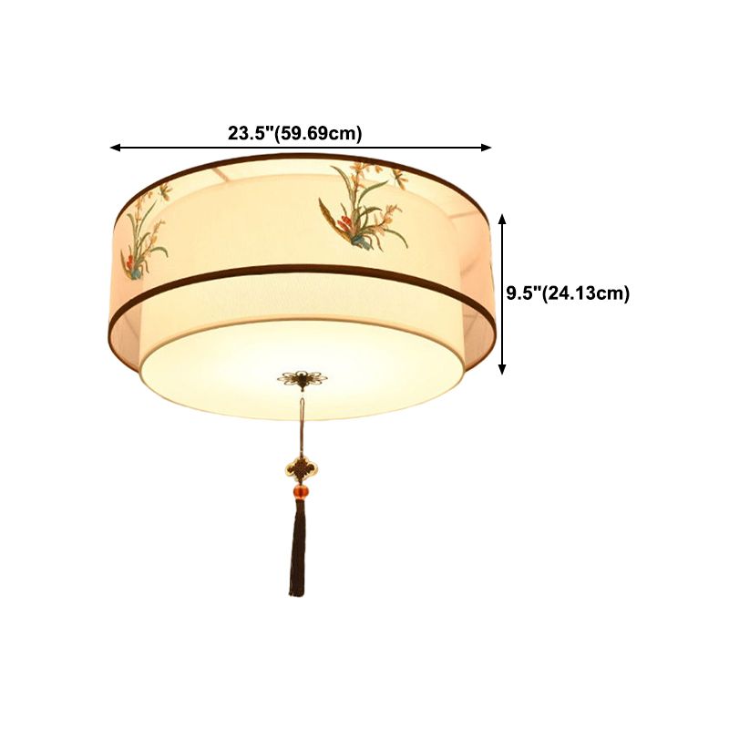 Traditional Style Fabric Ceiling Light Multi Lights Ceiling Mount Light