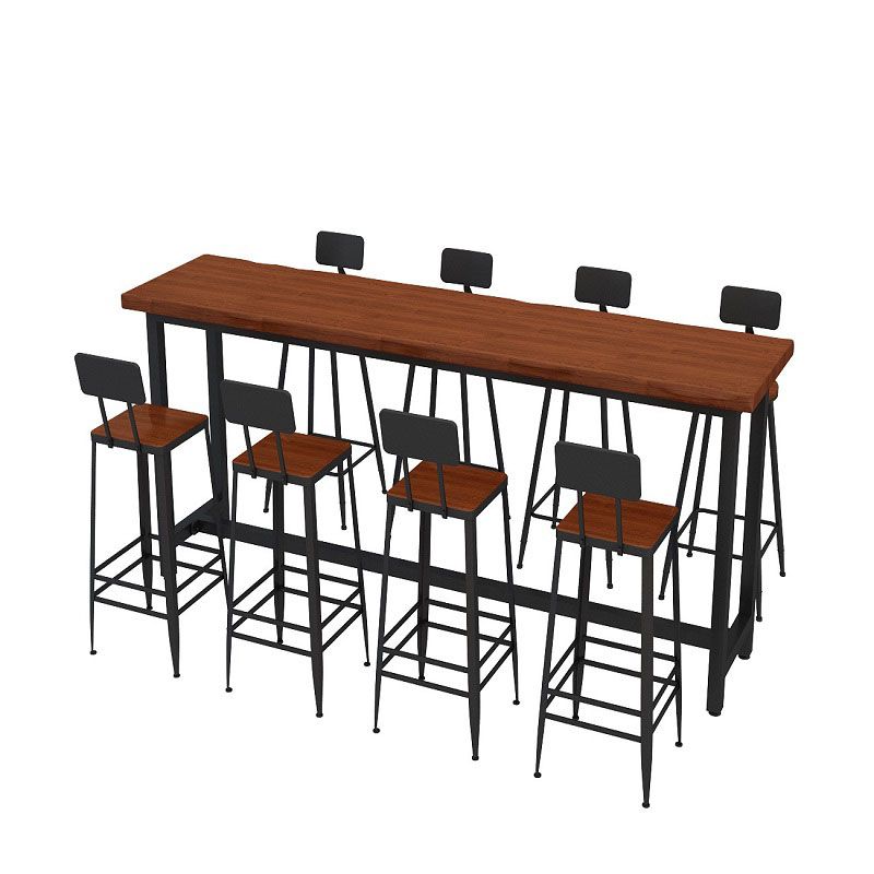 Contemporary Style Rectangle Bar Table Solid Wood Brown Bar Desk