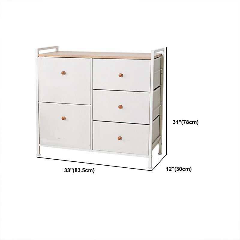 Contemporary Storage Chest Fabric Bins Chest with Drawers for Home/Office