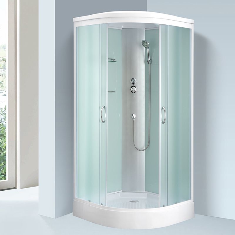 Rounded Shower Stall with Shower Base Tempered Glass Shower Stall