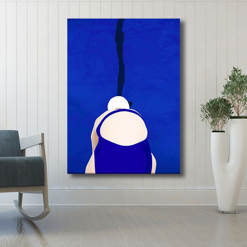 Blue Swimmer Canvas Print Sport Scandinavian Home Wall Art Decor for Sitting Room