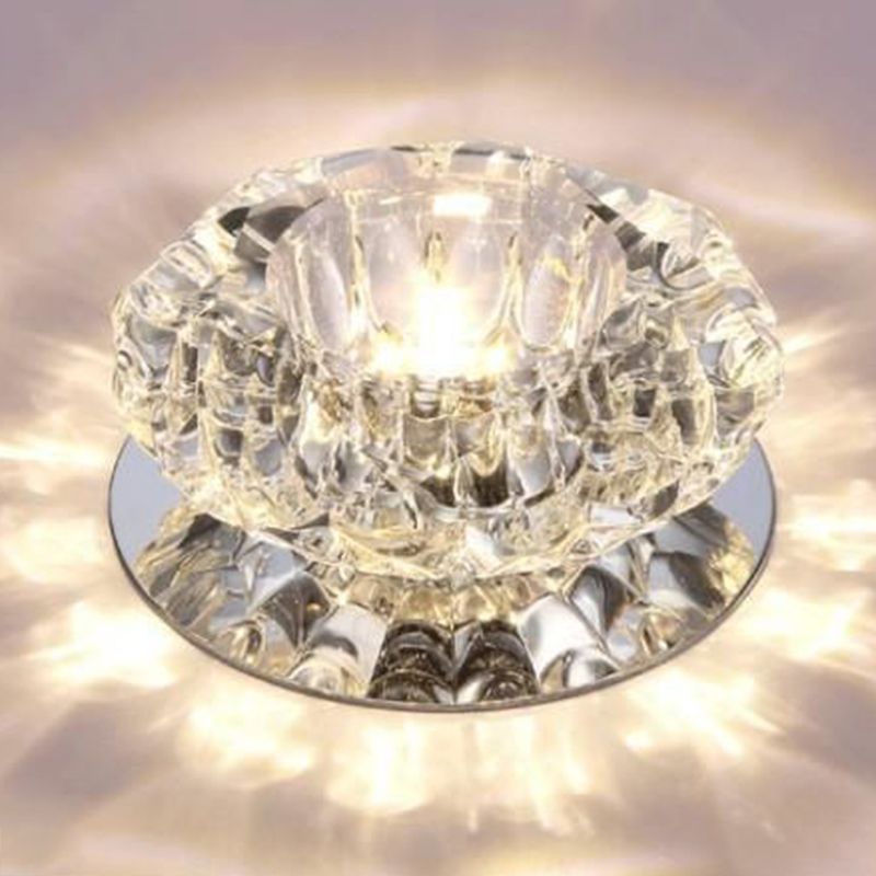 Modern Style Bowl Shape Ceiling Light Crystal 2 Light Ceiling Light with Hole 2-3.5'' Dia