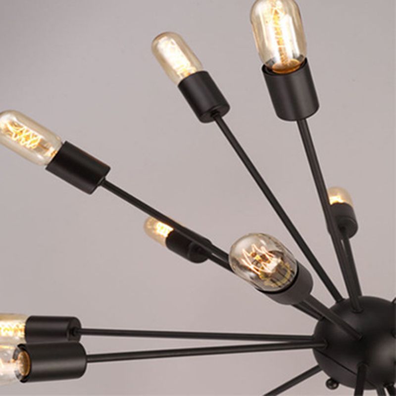 Black Sputnik hanglamp in industriële vintage stijl smeedijzeren kroonluchter voor commerciële plaats