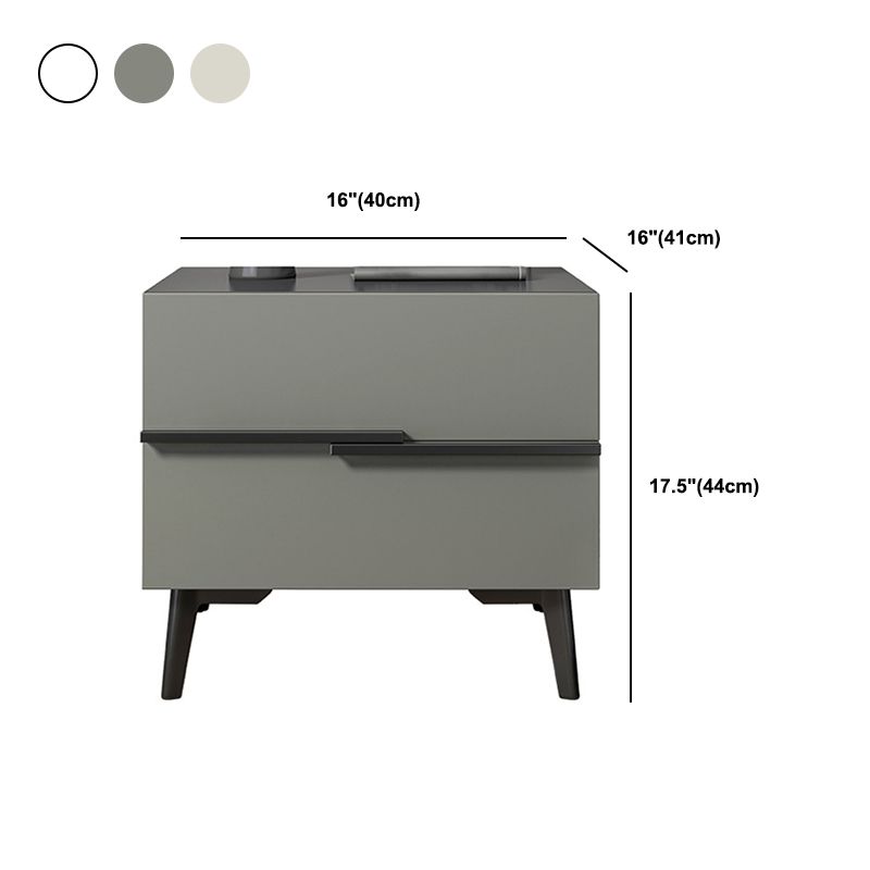 17 Inch H Nightstand 2-Drawer Grey Modern Imitation Wood Night Table with Legs