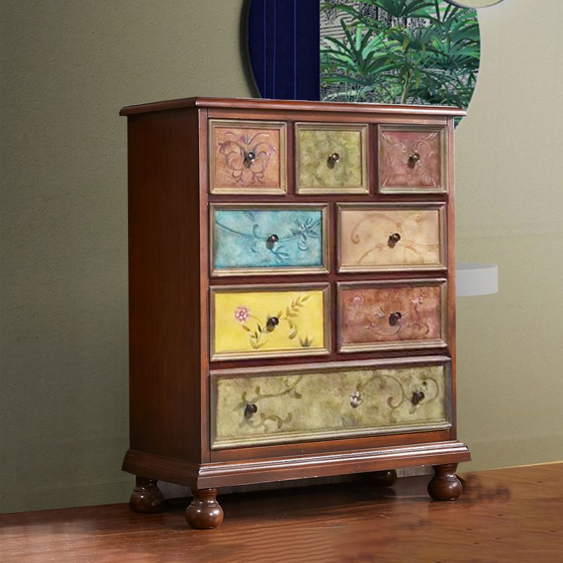 Mid-century Modern Wooden Chest Rectangle Accent Chest with 5-Drawer