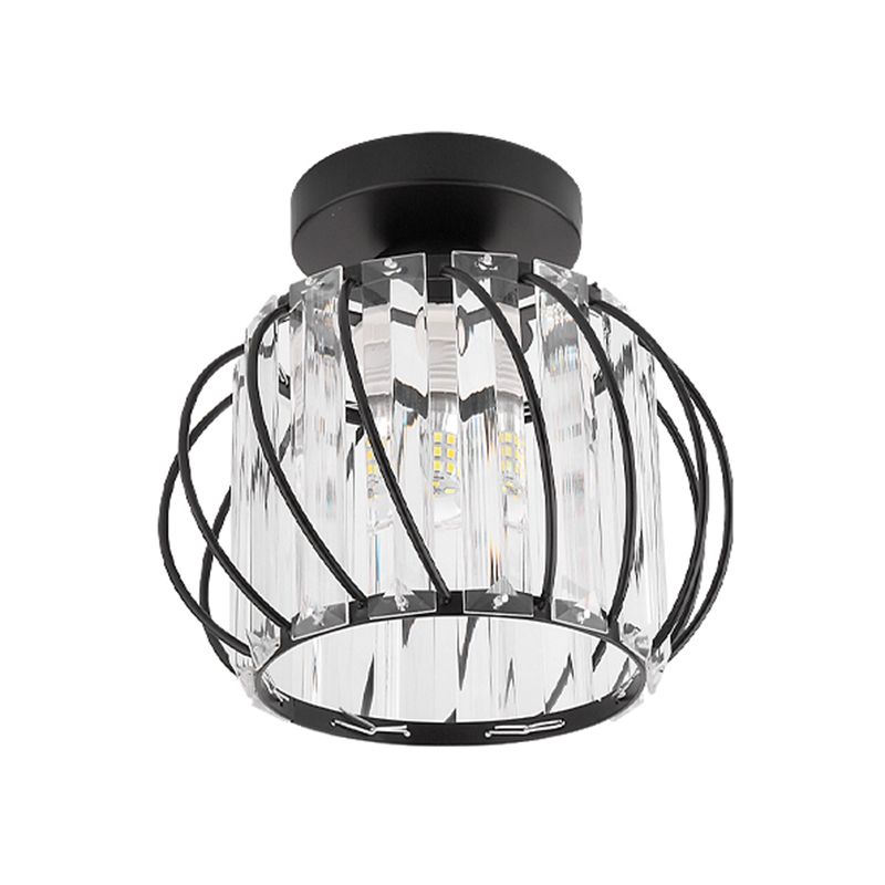 Contemporary Ceiling Lighting Single Light Flush Mount Fixture with Crystal for Corridor