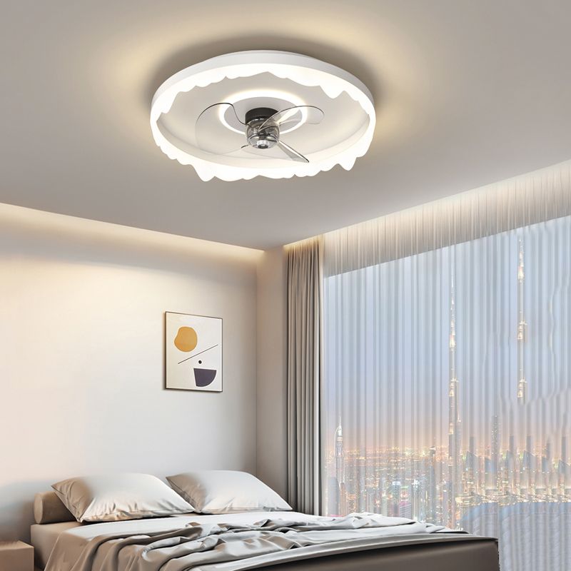 Round Modern Ceiling Fan Mount Metal and Acrylic LED Fan Ceiling Light