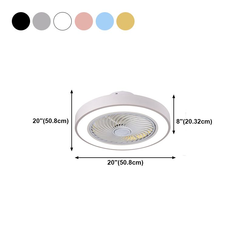 Nordic Round Fan Light Metal Colorful 20" Wide Flush Mount Light for Living Room