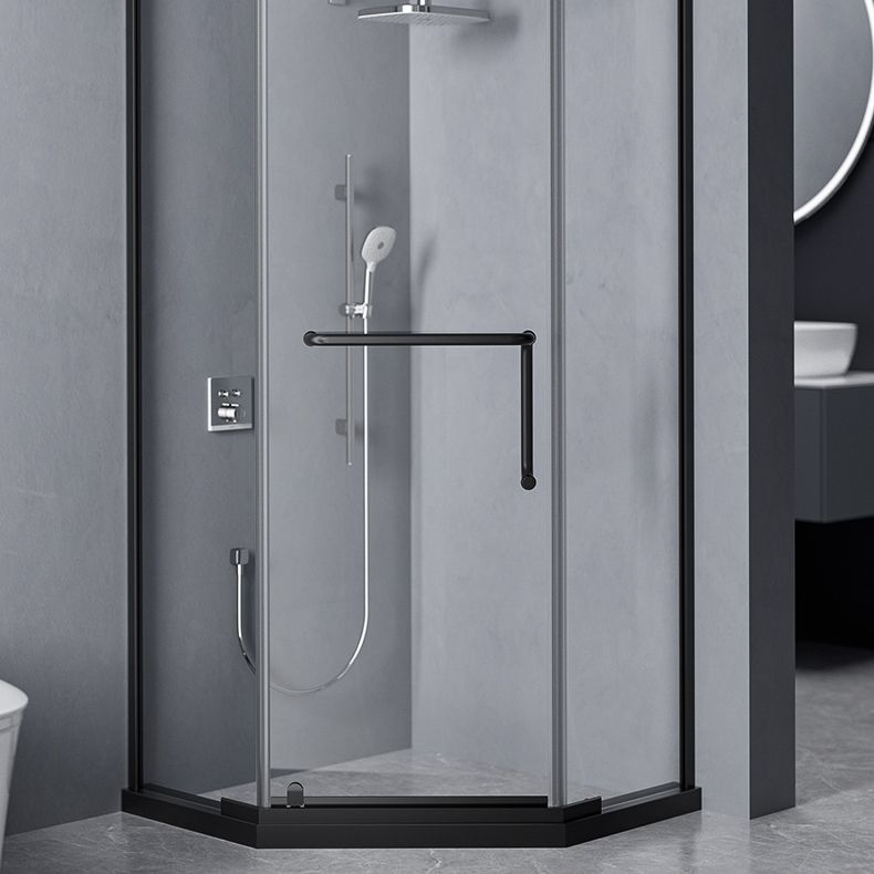 Black and Silver Neo-Angle Shower Enclosure Tempered Glass Shower Enclosure