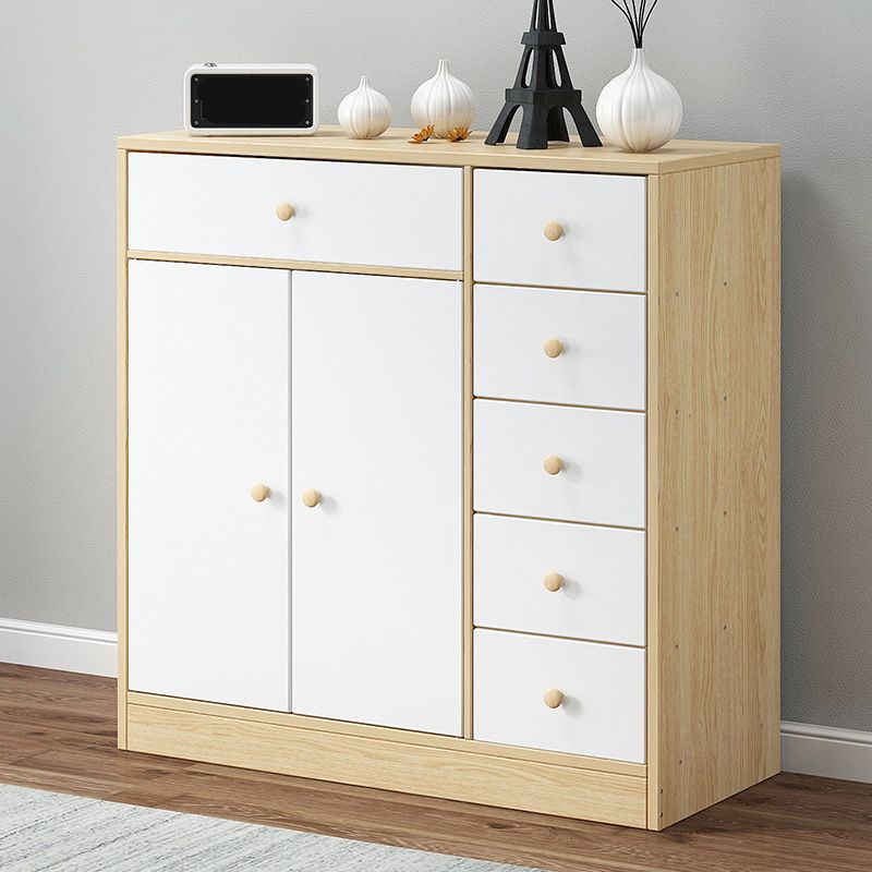 Contemporary Accent Cabinet with 6 Drawers in Wood Storage Cabinet