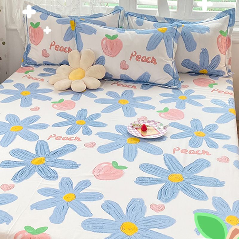 Cotton Bed Sheet Set Floral Modern Breathable Pillowcase For Bedroom