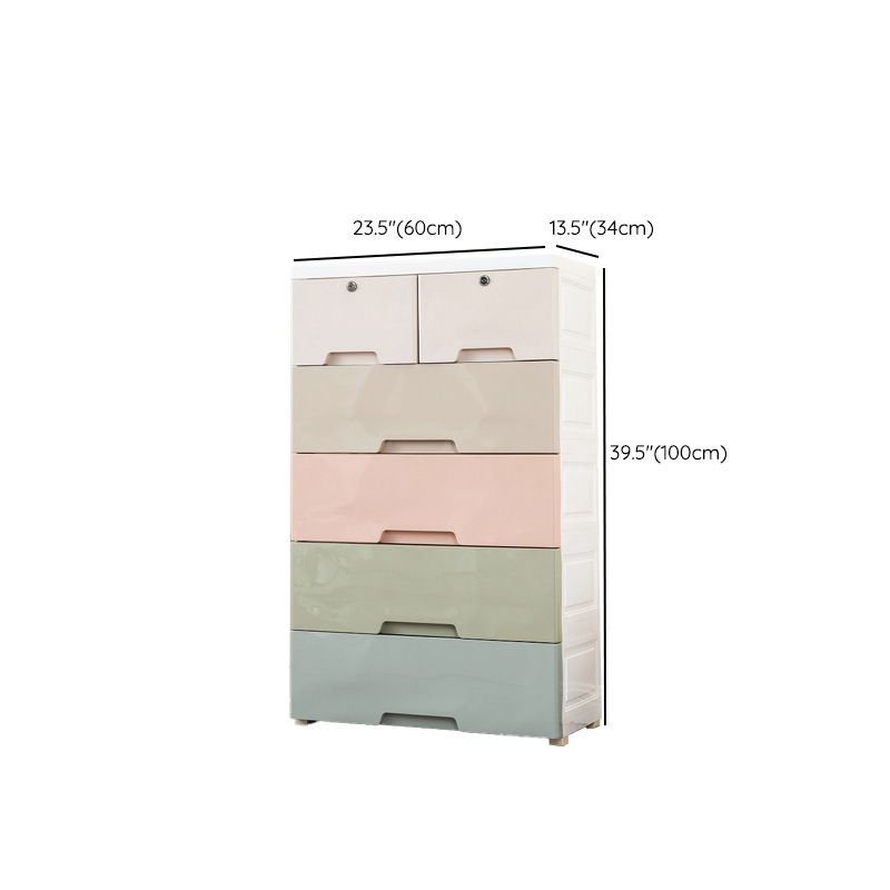 Plastic Contemporary Vertical Kids Nightstand with 5/6 Drawers for Home