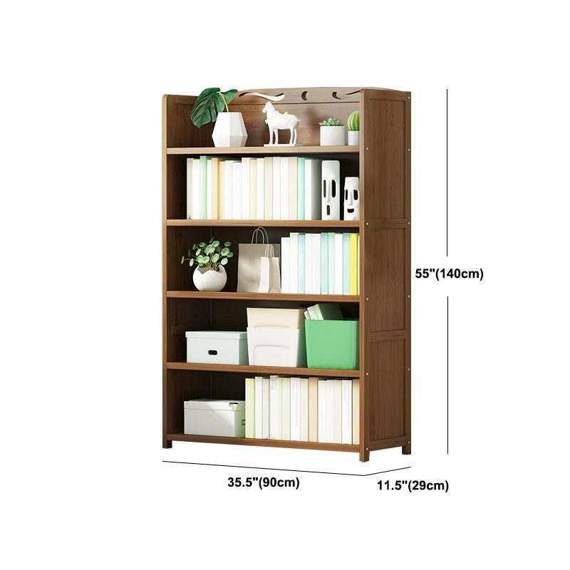 Modern Bamboo Shelf Bookcase Brown Closed Back Book Shelf for Study Room