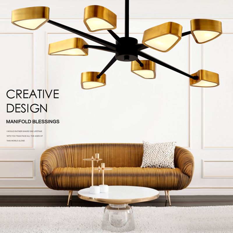 Postmodern Metal Wire Drawing Chandelier Light Fixtures Restaurant Black-gold Hanging Chandelier