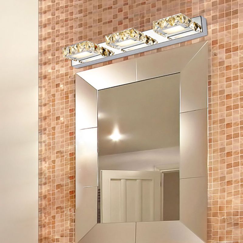 Moderno de maquillaje de cristal espejo ligero de acero inoxidable accesorio de lámpara de espejo de acero inoxidable para baño