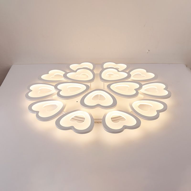 Heart LED Ceiling Flush Mount Light Simplicity Acrylic White Flush Light for Living Room