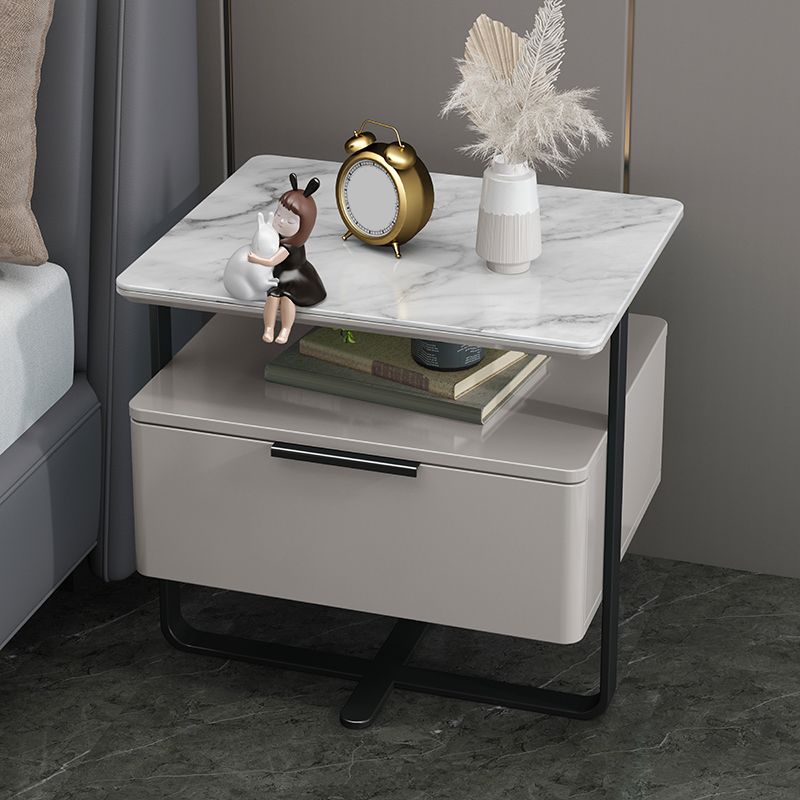 Wooden Bedside Cabinet Modern Style Minimalist Open Bedside Table with Legs