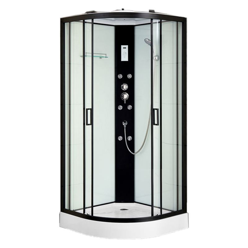 Black Framed Shower Enclosure Double Sliding Round Shower Stall