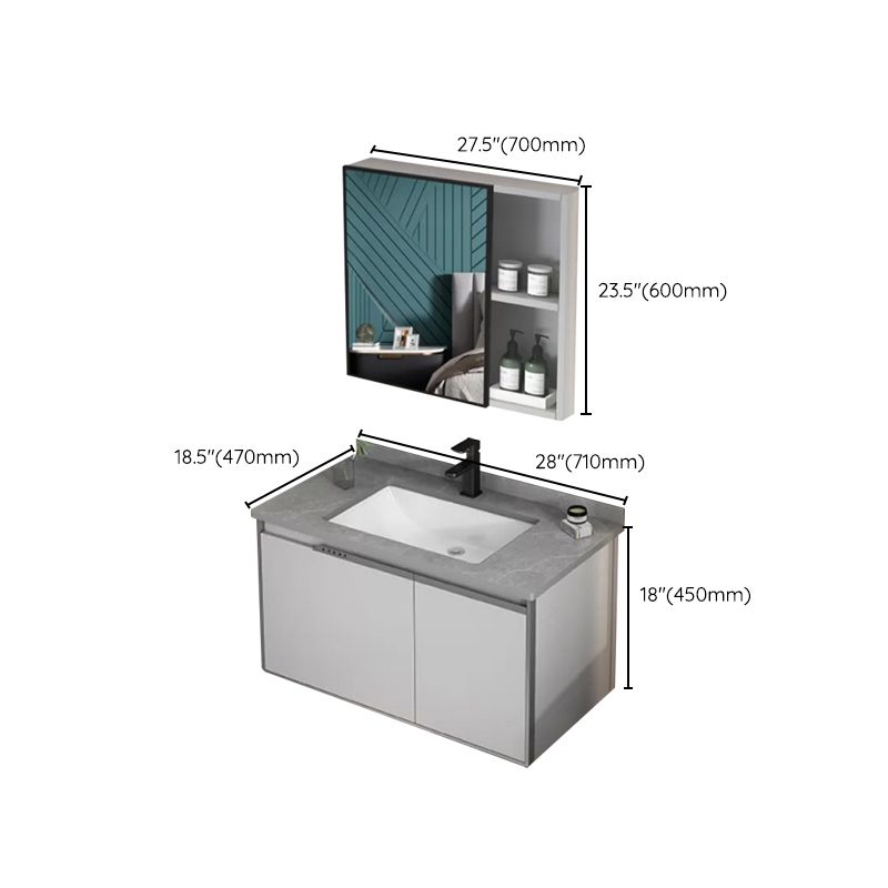 Modern Bathroom Sink Vanity Wall Mount Bathroom Vanity Set with Mirror