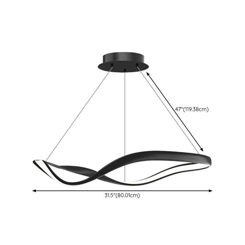 Dark Black Modern LED Kitchen Island Fixture Aluminum Modern Ceiling Pendant Lighting