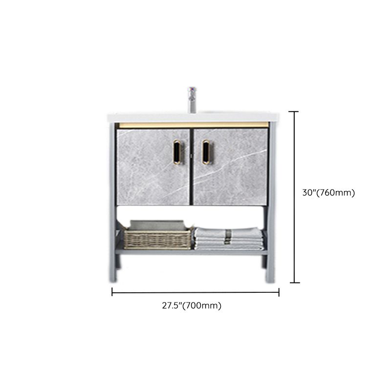 Modern Aluminium Faucet Included Bathroom Sink Vanity with Soft Close Door