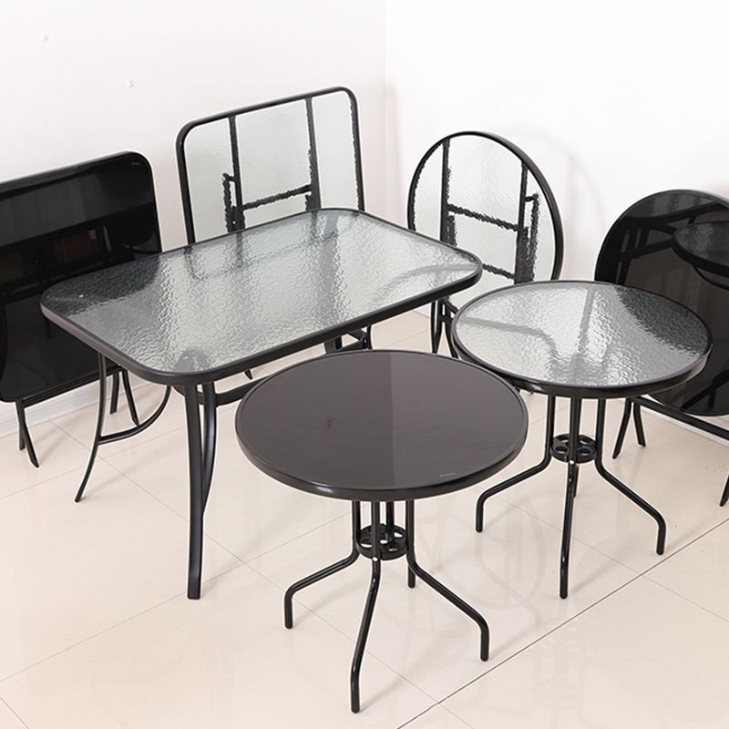 Black/Clear Bistro Table Contemporary Table with Metal Frame