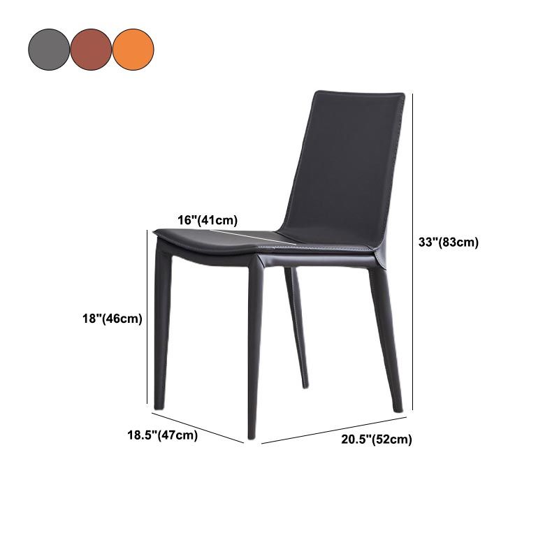 Modern Leather Dining Chair Parsons Chair in Matte Finish for Indoor