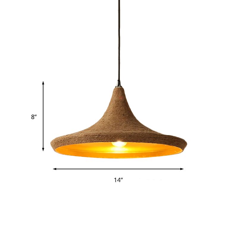 1 luce a sospensione leggera con lampada appesa in stile fattoria in corda di canapa ombra in marrone