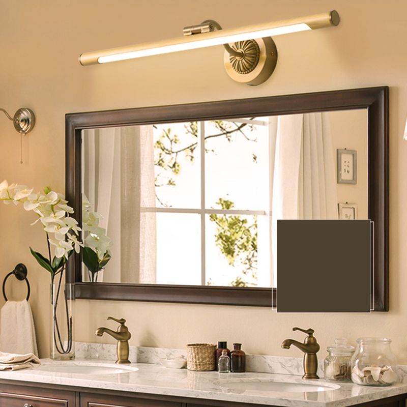 Luz de espejo de tiras de latón estilo americano impermeable 1 lámpara de pared ligera para el baño