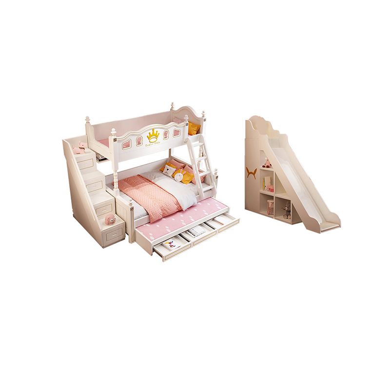 Nordic Wood Bunk Bed in White Mattress Included Loft Bunk Bed with Trundle