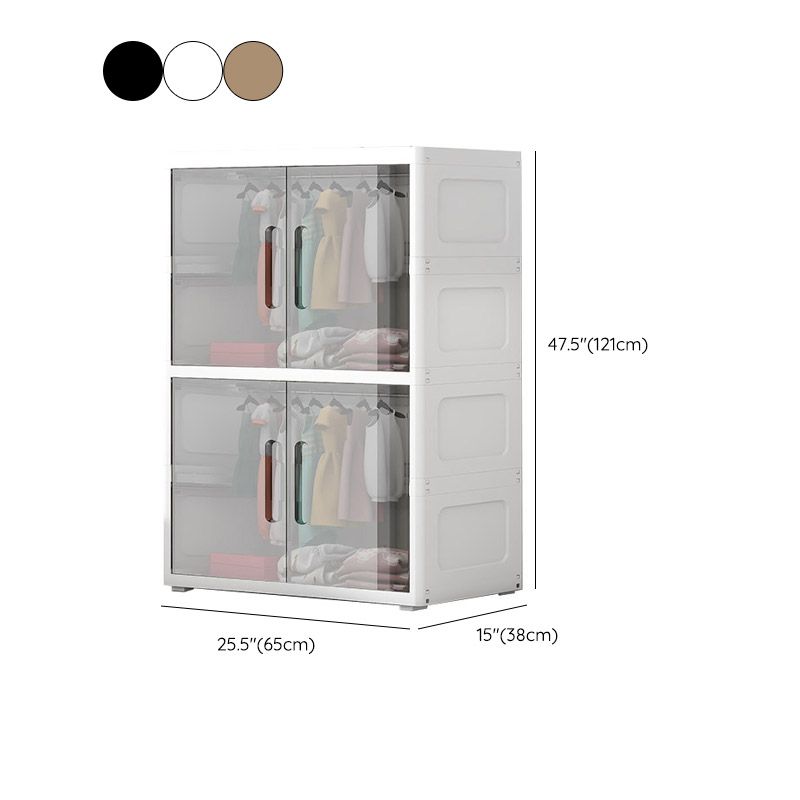 Modern Style Youth Armoire Plastic Door Included Kid's Wardrobe for Home