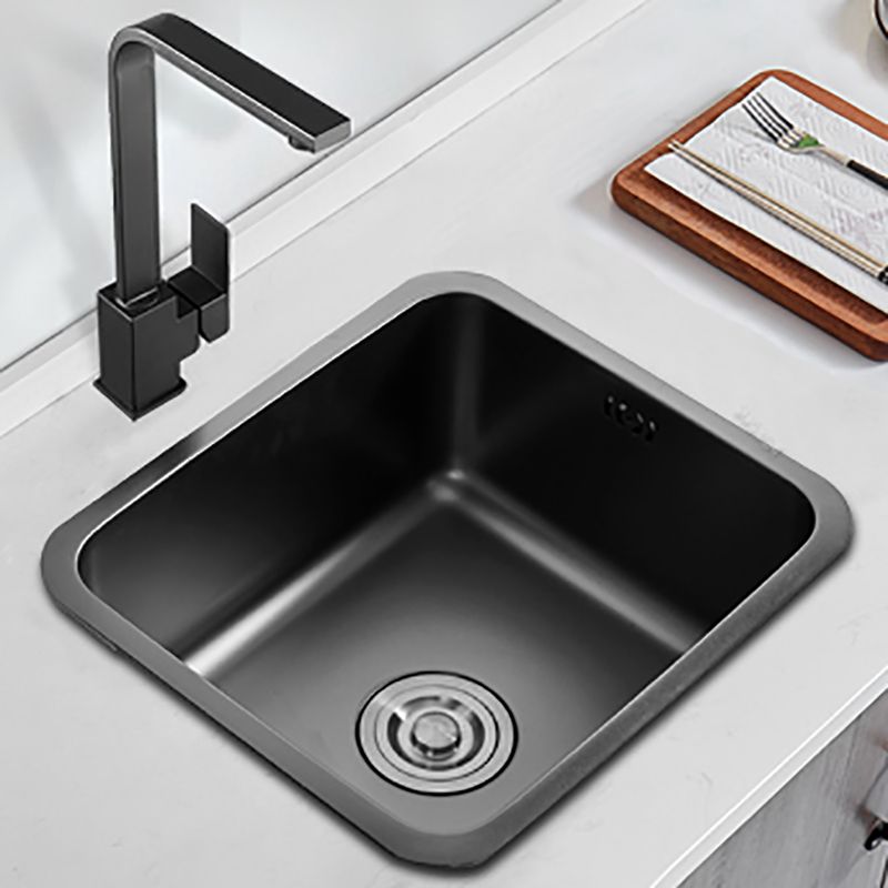 Square Stainless Steel Sink in black with Strainer Drop-In Kitchen Sink