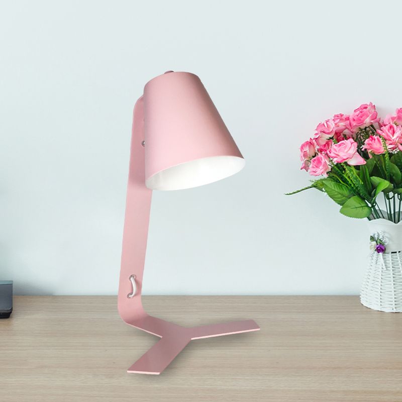 Pink Finish Bell Reading Light Contemporary LED Metallic Night Table Lamp with Plug In Cord