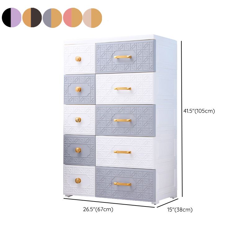 Scandinavian Nursery Dresser Vertical Plastic Kids Furniture with Drawers for Bedroom