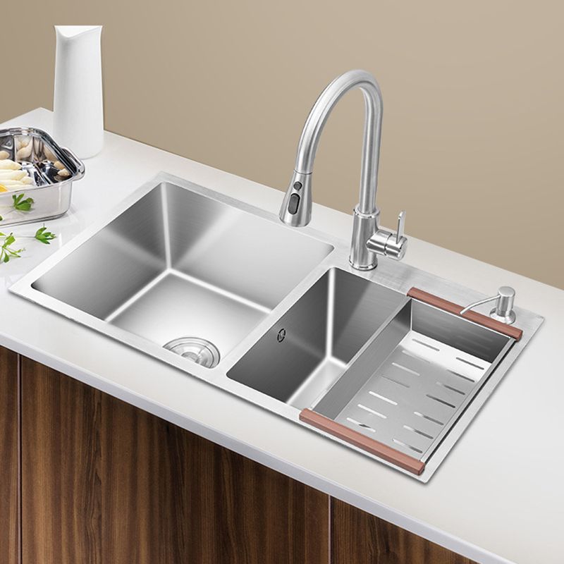 Stainless Steel Contemporary Sink for Kitchen Double Drop-In Kitchen Sink