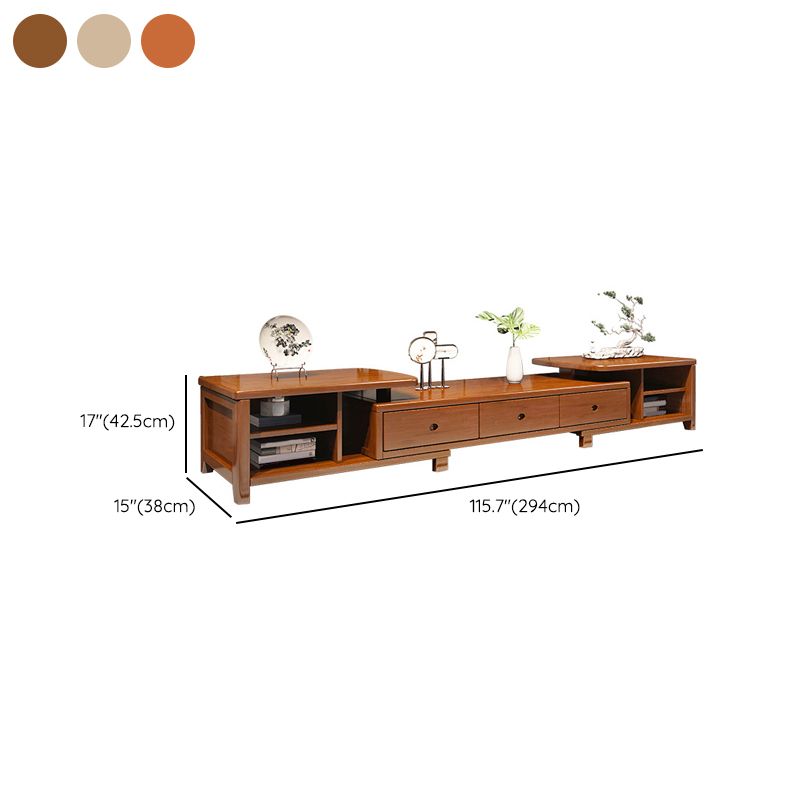 Traditional TV Media Stand Open Shelving TV Stand Console with Drawers