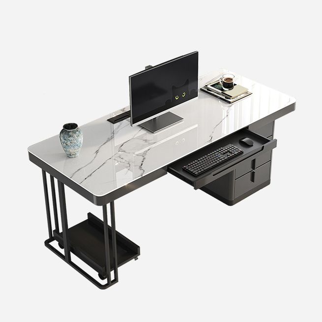 29.25-inch H Contemporary Computer Desk Curved Stone Office Desk