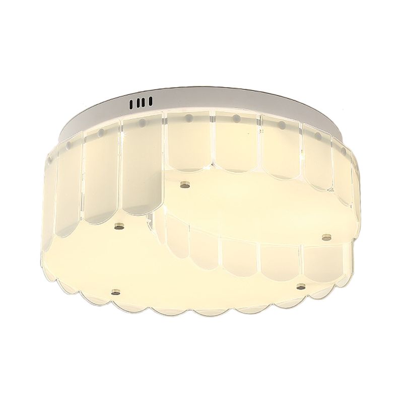 Drum Living Room Flush Mount White Glass Multi Lights Modernist Flush Mount Ceiling Fixture