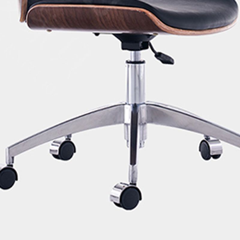 Faux Leather Office Chair Chrome Frame Armless Ergonomic Computer Desk Chair