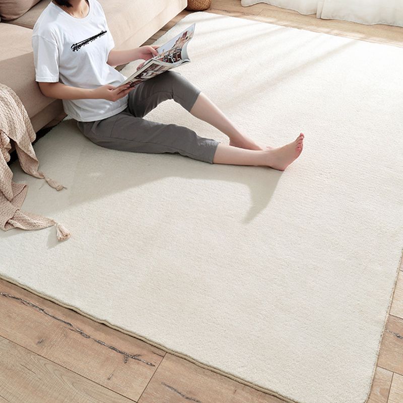 Casual Bedroom Rug Multi Colored Solid Color Area Carpet Lamb Wool Non-Slip Backing Pet Friendly Rug